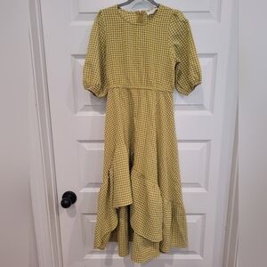Joyfolie Mia Joy Yellow Gingham Midi Dress, Size 8